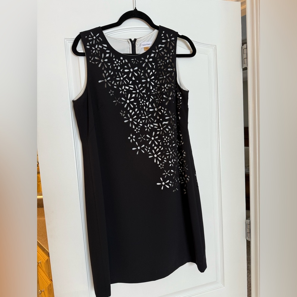 Calvin Klein Black Floral Pattern Mini Dress
